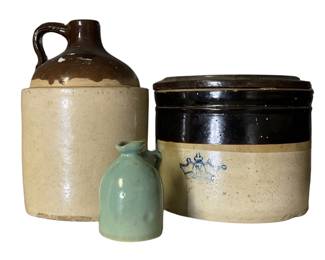 Antique Brown & Tan Crocks / Jugs & Syrup Jug