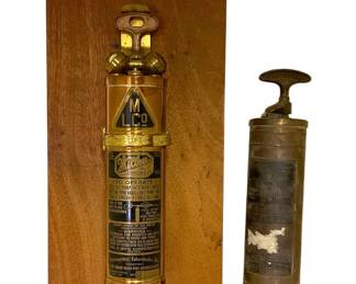 Lesota Tool Co. Wilbur Mounted Fire Extinguisher & Vintage Fire Extinguisher