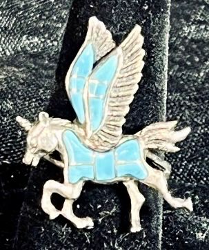 Pegasus Sterling Silver & Turquoise Ring Sz 10