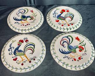 Vintage Set of Hanging Rooster Plates