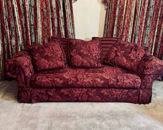 Full Size Red Floral Sofa is 101 Inches Long