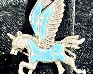 Pegasus Sterling Silver & Turquoise Ring Sz 10