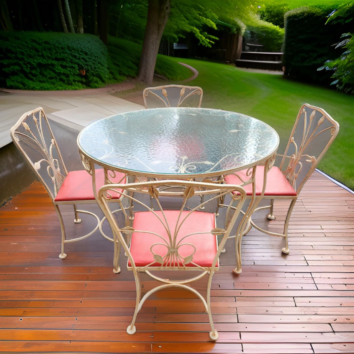 VintagecWrought Iron Patio Set $450 or bid #57