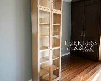 Tall Blonde Glass Door Cabinet $195 or bid #3
