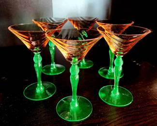 Vintage "Watermelon" Martini Glasses $85 or bid #18