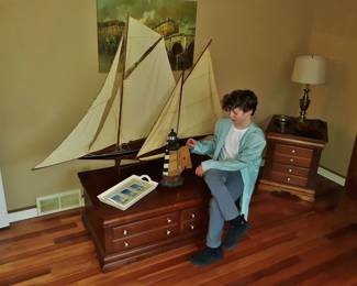 Model sailboats, Bassett furniture