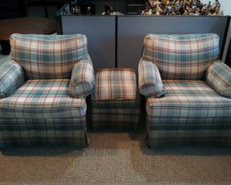 Broyhill easy chairs and ottoman