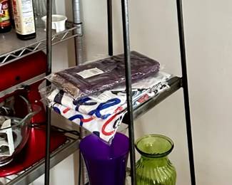Steel etagere at $125 (etagere only, not its contents)