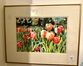 Tulips watercolor, framed, $125