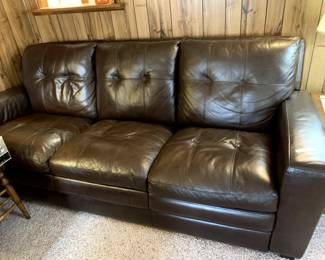#15	Brown Leather Sofa - 87" Long	 $350.00 			
