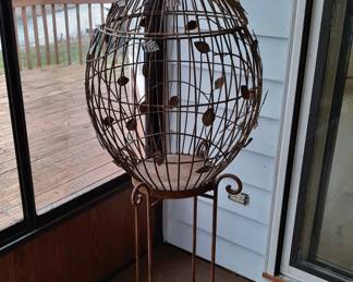 Vintage metal bird cage / plant stand