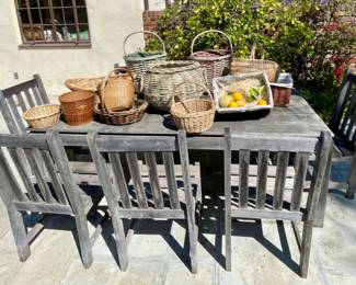 Outdoor Teak Farm Table & Eight Chairs