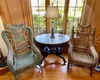Pair of Chairs & Marble Top Table