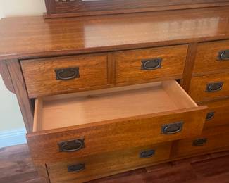 Dresser- 66” wide, 19” deep, 36” to top of dresser, 37” from top of dresser to top of mirror