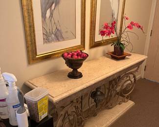 Iron & marble console table