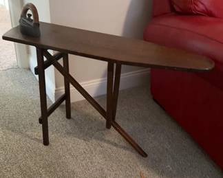 Antique Ironing Board w/ Iron used as table