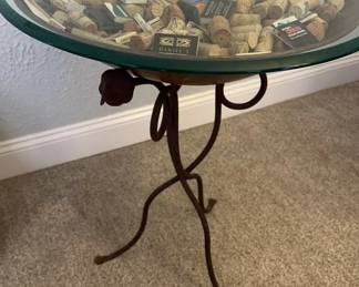 Copper Bowl on Stand Filled w/ Matches & Corks
