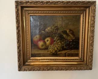 Antique Painting of Fruit, Signed W. Rose