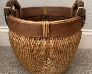 Hand Woven Basket With Handles Well Made 12x12"