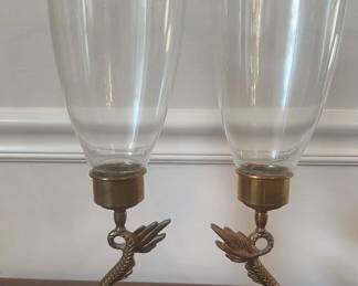 Pair of Brass Koi Fish Candle Holders 14.5”