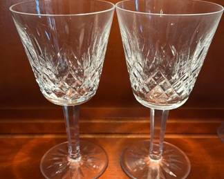 Waterford Lismore Crystal White Wine Glasses, Pair