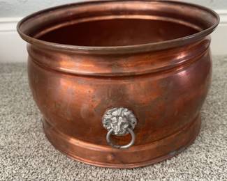 Copper Bowl Lion Handles