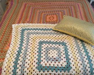Hand Knitted Blankets Yellow Pillow