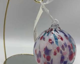 Pink, Purple, Blue Hand blown Glass Ornament