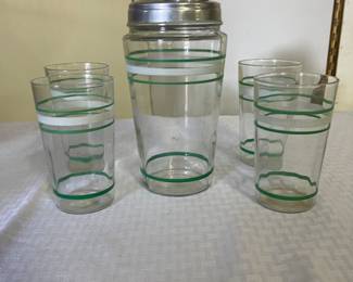Vintage cocktail shaker and glasses