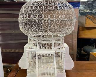 White wooden birdcage