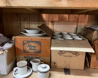 Orbit stoneware set of dishes (new old stock)