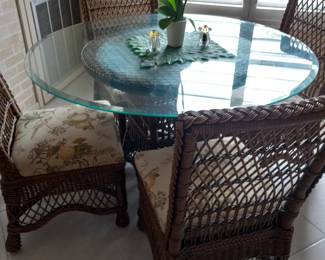 Glass top dining table with 4 chairs 