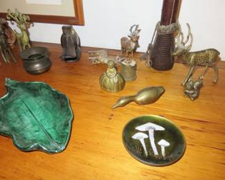 1970's Margaret Ratcliff Enamel on Copper Mushroom Dishes