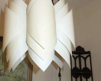 Modern White Pleated Origami Style Hanging Swag Light. Mahogany 3 Tier Hanging Corner Wall Shelf 