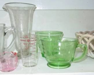 Depression Uranium Green Glass Measuring Cup & Mold