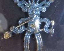 Aztec Figure Hand Made by Reprosa in Sterling Silver 24 Kt. Plate