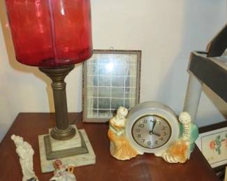 Antique Cranberry Glass Table Lamps