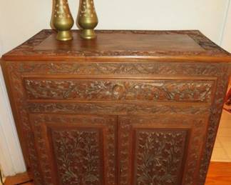 Vintage Hand Carved Chest Cabinet from India