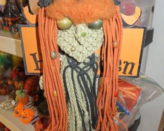 Vintage Homemade Macrame Halloween Witch