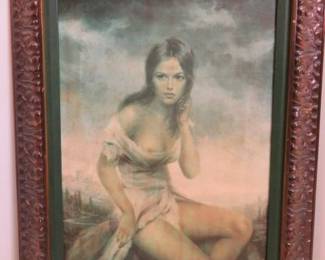 Vintage VINCIATA Print “Broken Silence” by Joseph Wallace King Framed Semi-Nude