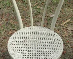 Vintage White Cane Seat Ice Cream Parlor Chair