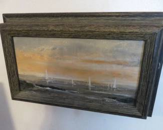Small Oil Painting Signed, Flood