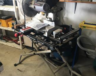 Central Machinery miter saw mounted on a Delta saw stand. Buy one or both!