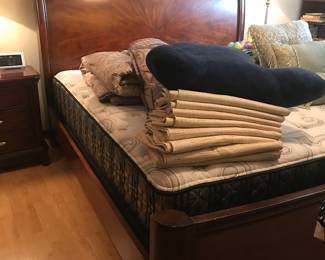 King size bedroom suite, solid woods with dark cherry finish.