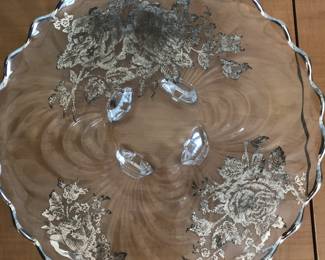 glass platter with silver onlay