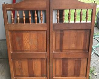 Club or saloon doors. When I first found these, I had my doubts, but they cleaned up nicely. Hinge hardware not supplied.
