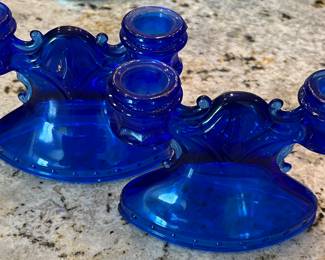 Cobalt Blue Candlesticks