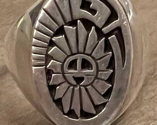 Vtg Sterling Sunface Ring