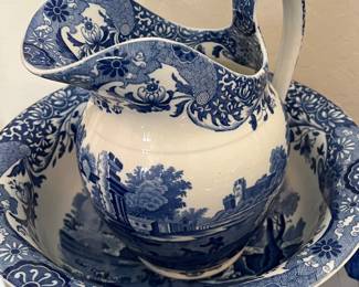 Blue and White Pitcher and Basin 