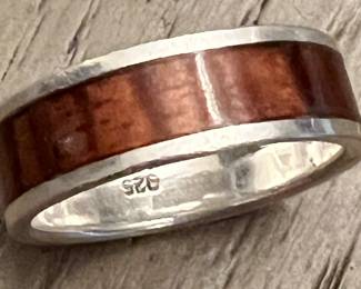 925 Band w Wood Ring